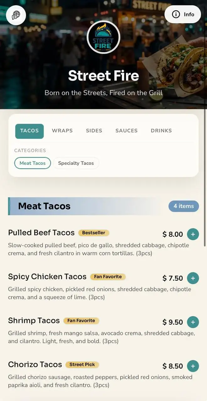 Foodtruck menu template screenshot