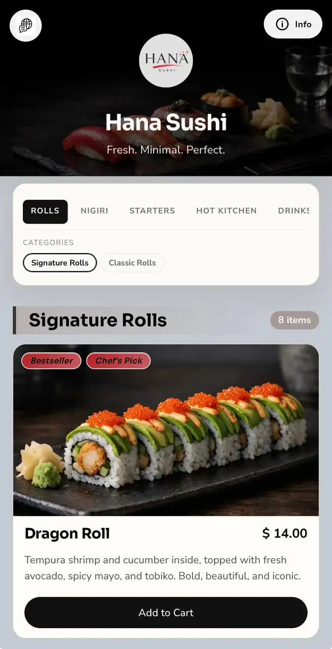 Sushihouse menu template screenshot